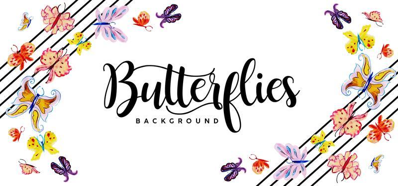 Beautiful Watercolor Butterflies Background