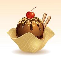 Chocolate ice cream with nut vector