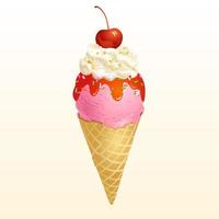 Strawberry Ice cream cone vector