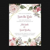 Save The Date Floral Wedding Invitation vector