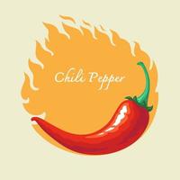 Hot chili pepper with fire background vector