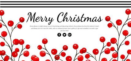 Watercolor Floral Merry Christmas Banner vector