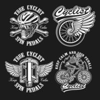 Conjunto de logotipos de bicicleta vintage en blanco y negro vector