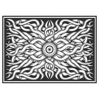 Black and white carved wood effect twisted vines vector