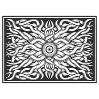 Black and white carved wood effect twisted vines vector