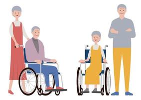 Set of old people on a white background. vector