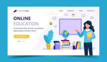 Online education landing page vector