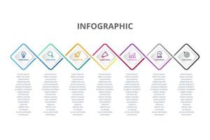 Diseño infográfico con 7 opciones de iconos o pasos. vector