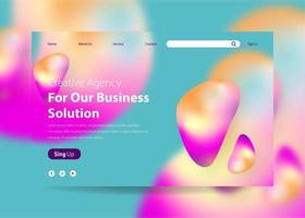 Landing Page Template with Gradient Background Liquid Effect vector