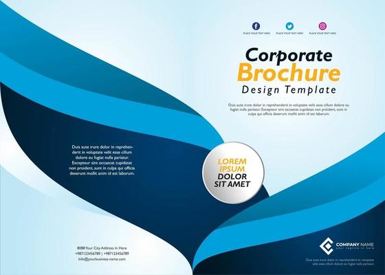 Blue Brochure Template with Wave Design