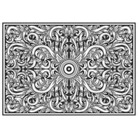 Wood carved effect horizontal botanical pattern vector