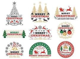 Conjunto de conjunto de insignias de Navidad vector