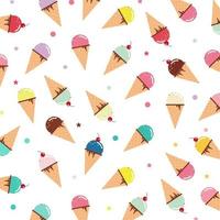 Patrón de color pastel de cono de helado vector