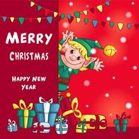 Merry Christmas and Happy New Year  greeting card  vector