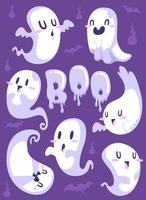 set of cute halloween ghost vector
