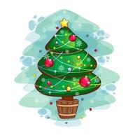 Christmas tree decorated with balls and garlands vector