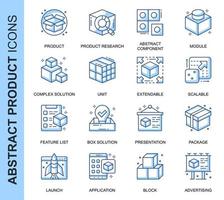 Blue Thin Line Abstract Product Related Icons Set  vector