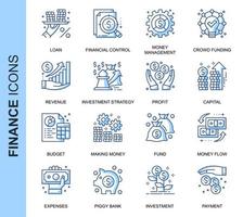 Blue Thin Line Finance Related Icons Set  vector