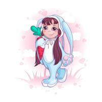 A girl in a bunny suit  vector