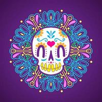 day of the dead sugar skull with mandala vector