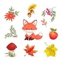 Autumn set of forest natural elements  vector