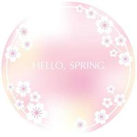 Round floral frame with cherry blossom. vector