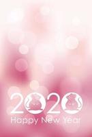 2020 - el año de la rata - plantilla de tarjeta de año nuevo. vector