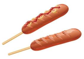 Set of two frankfurters on a white background. vector