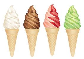 Set of four ice creams isolated on a white background.