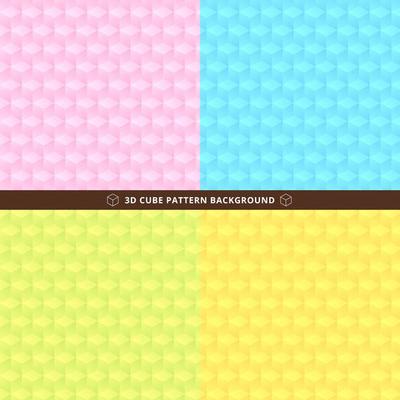 Set of seamless 3D cube pattern