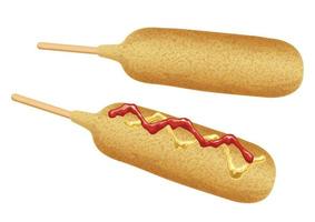 Set of two corn dogs isolated on a white background. vector