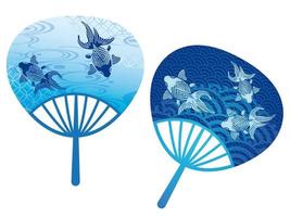Set of two round paper fans decorated  vector