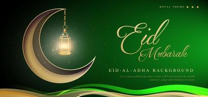 Eid Mubarak Green Royal Luxury Banner fondo vector