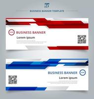 Set of abstract web banner geometric red and blue vector