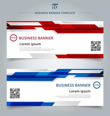 Set of abstract web banner geometric red and blue