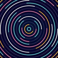 Abstract colorful lines bright circles pattern on dark background vector