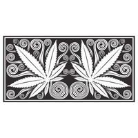 Hemp leaves ornate wood carved effect pattern vector