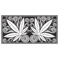 Hemp leaves ornate wood carved effect pattern vector