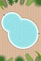 Swimming pool with palm leaf vector