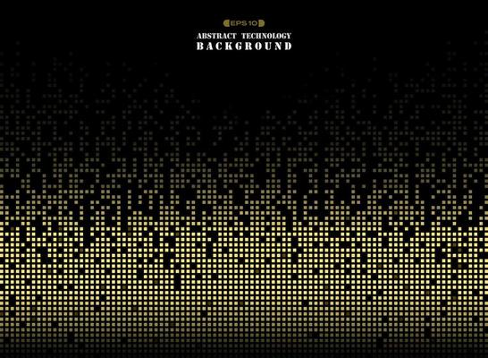 Abstract futuristic technology in golden color pixel square pattern 