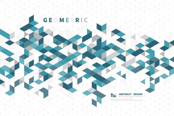 Abstract blue green modern technology square pattern