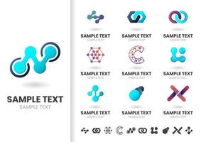 Set of modern blue and red sample logos vector