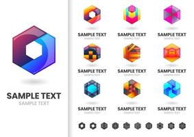 Set of modern hexagonal logos  vector