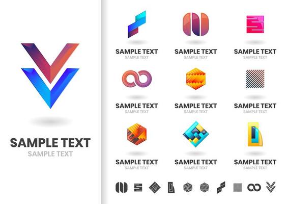 Set of modern geometric shape logos 