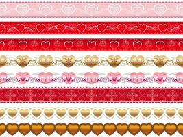 Set of Valentines Day seamless vector borders.