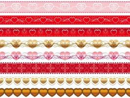 Set of Valentines Day seamless vector borders.