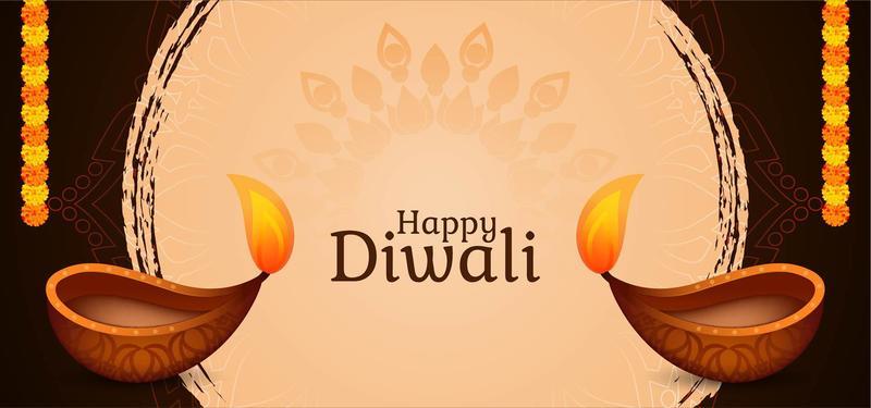 Happy Diwali simple graphic greeting with diya