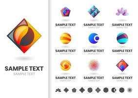 Set of modern colorful interlocking shape logos  vector