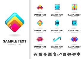 Set of modern colorful layered geometric logos  vector