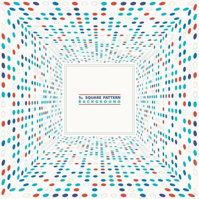 Abstract colorful receding circle halftone cube background 